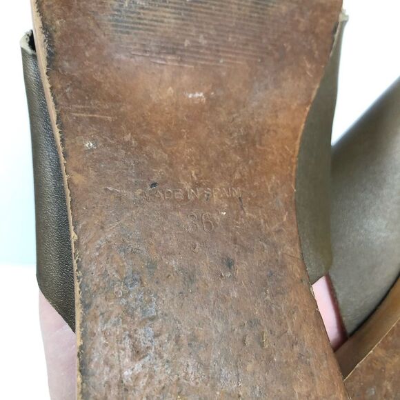 Garnet Hill Luis Basket Weave Leather Sandals Sip On Olive Green Size 36 / 6 - Picture 8 of 9